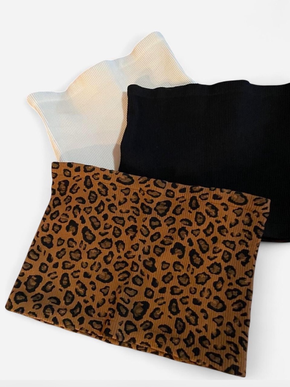 Free People Bandeau Top Trio — White, Black & Leopard Brown